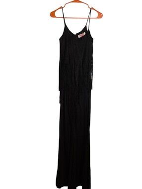 Vintage | 70s Black Fringe Jumpsuit